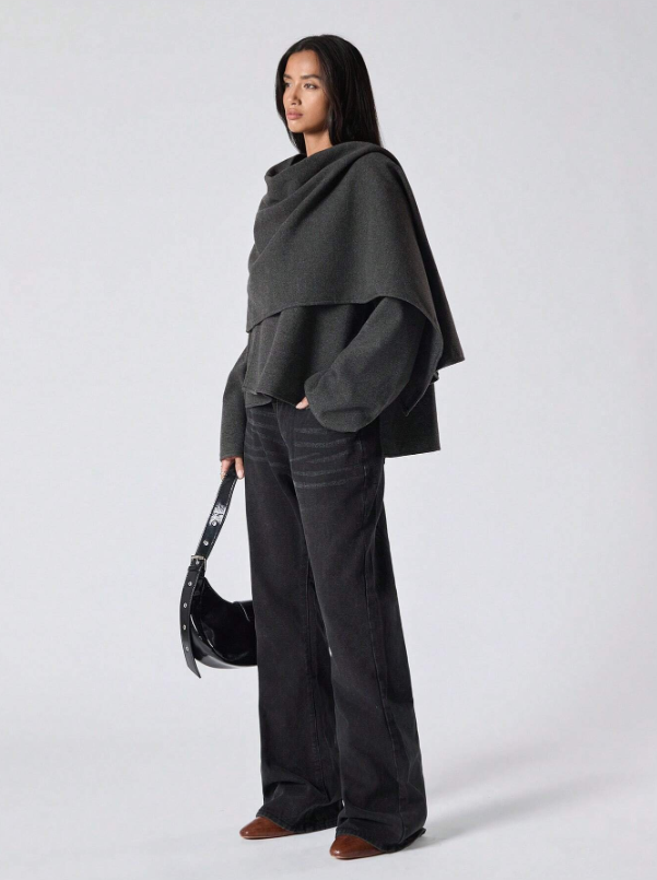 Vrouwen Chique Cape Jas Asymmetrisch Model