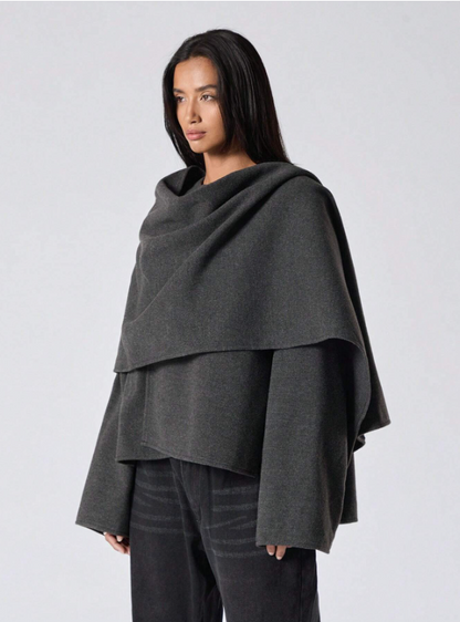 Vrouwen Chique Cape Jas Asymmetrisch Model