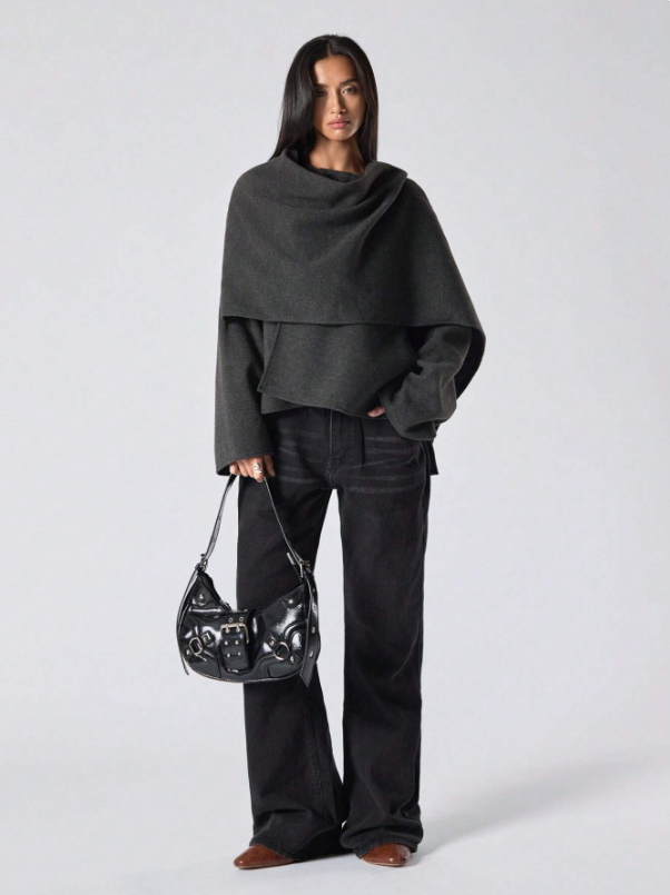 Vrouwen Chique Cape Jas Asymmetrisch Model