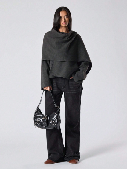 Vrouwen Chique Cape Jas Asymmetrisch Model