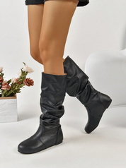 Vintage Rijlaarzen Met Rits En Platte Zool Voor Dames