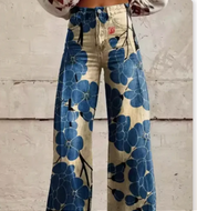 Palazzo Broek Met Print Voor Dames Met Hoge Taille En Wijde Pijpen