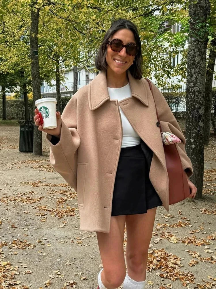Oversized Elegante Peacoat Winterjas met Zakken Dames