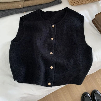 Zacht Gebreid Dames Gilet Met Knopen