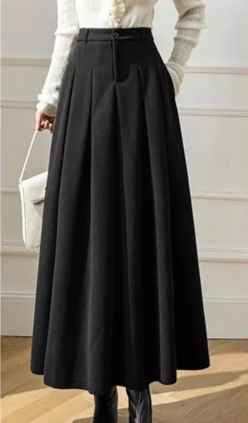 Elegante Maxi spódnica z wysokim stanem i głębokimi zakładkami