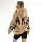 Dames Moderne Oversized Hoodie Met Grote Rugprint En Capuchon – Bruin