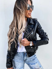 Bikerjack Met Leerlook En Asymmetrische Rits Voor Dames