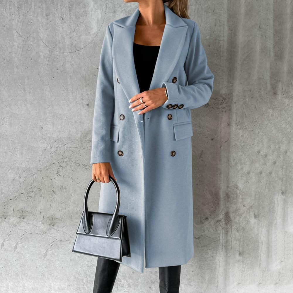 Elegante Lange Wollen Manteljas voor Dames