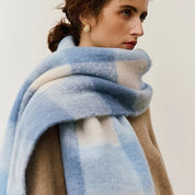 Plaid Winter Scarf with Fringes for Women