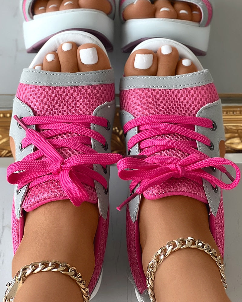 Trendy Sandalen Met Veters En Dikke Zool Voor Dames