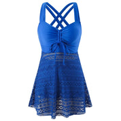 Robe-maillot de bain corrective avec dentelle et col en V pour femmes