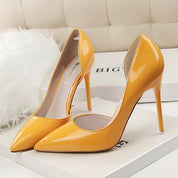 Patent Leather Pumps with Pointed Toe and Stiletto Heel for Women