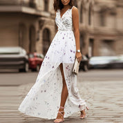 Lara - Maxi-jurk met V-hals en split