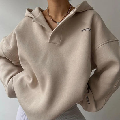 Klassiek Oversized Hoodie met V hals Zachte voor Vrouwen