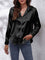 Dames Chique Satijnen Blouse met Knoopsluiting en Lange Mouwen