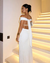 White Chic Off-Shoulder Maxi Dress with Open Back for Women Gala