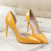 Patent Leather Pumps with Pointed Toe and Stiletto Heel for Women