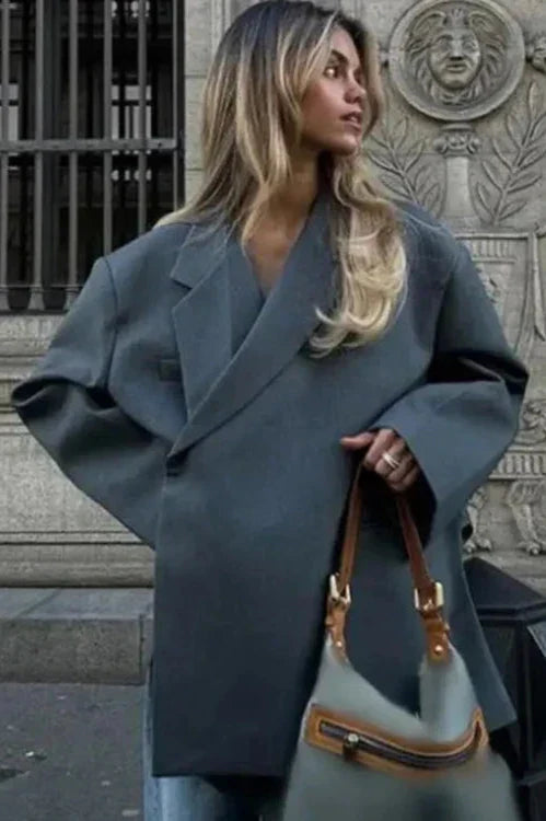 Oversized Dames Blazer Chique Met Reverskraag Lange Mouwen