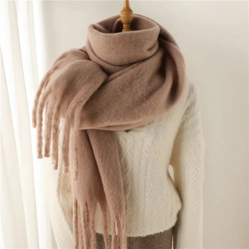 Chique Lange Winter Sjaal met Franjes voor Dames