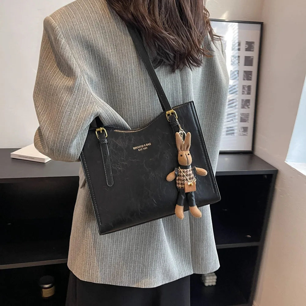 Sac à bandoulière fantaisie pour femme avec pendentif lapin et fermeture éclair