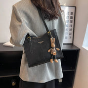Sac à bandoulière fantaisie pour femme avec pendentif lapin et fermeture éclair