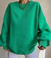 groene oversized sweatshirt zonder opdruk aan de voorkant, basic front view