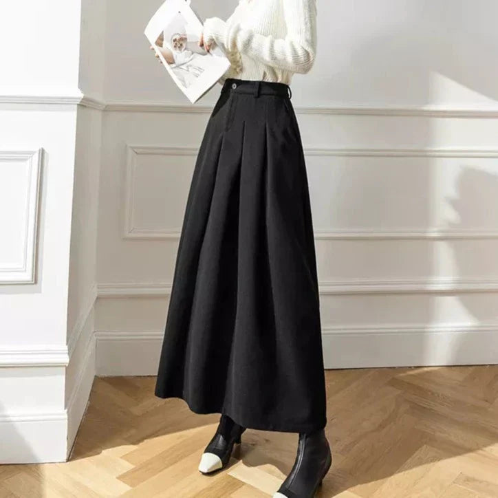 Elegante Maxi spódnica z wysokim stanem i głębokimi zakładkami