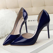 Patent Leather Pumps with Pointed Toe and Stiletto Heel for Women
