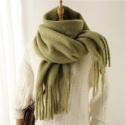 Chic Long Winter Scarf with Fringes for Women