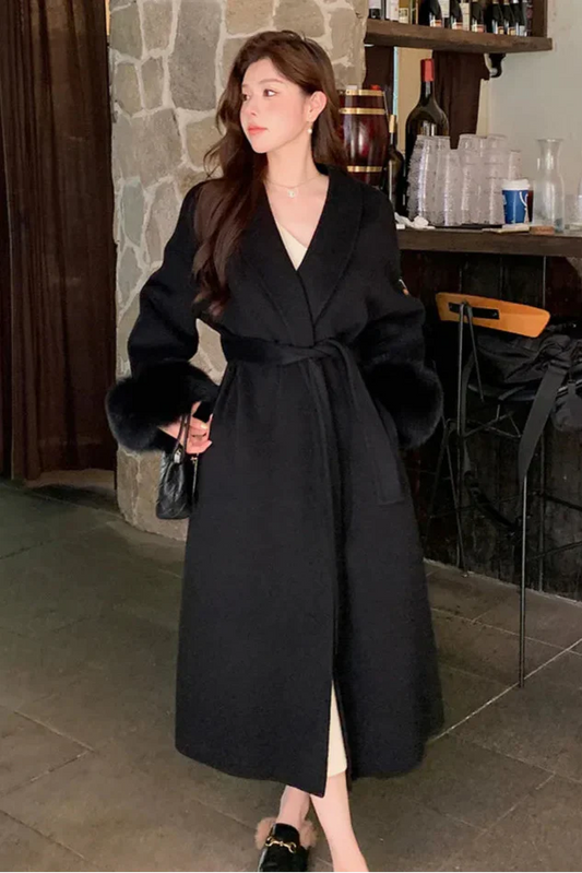 Luxe Zachte Winter Manteljas met Ceintuur Vrouwen