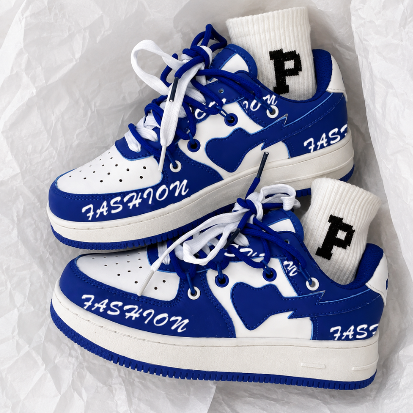 Women's Low Sneakers with Contrast Detail and Lace-Up Closure