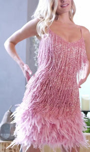 Elegante Glitter Mini Cocktail Jurk Met Franjes Voor Dames
