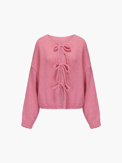 Gebreide Dames Cardigan Met Striksluiting En Lange Mouwen