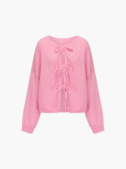 Gebreide Dames Cardigan Met Striksluiting En Lange Mouwen