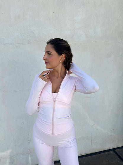 Dames Workout Pilates Sportjack met Volledige Rits Stretch en Sneldrogend