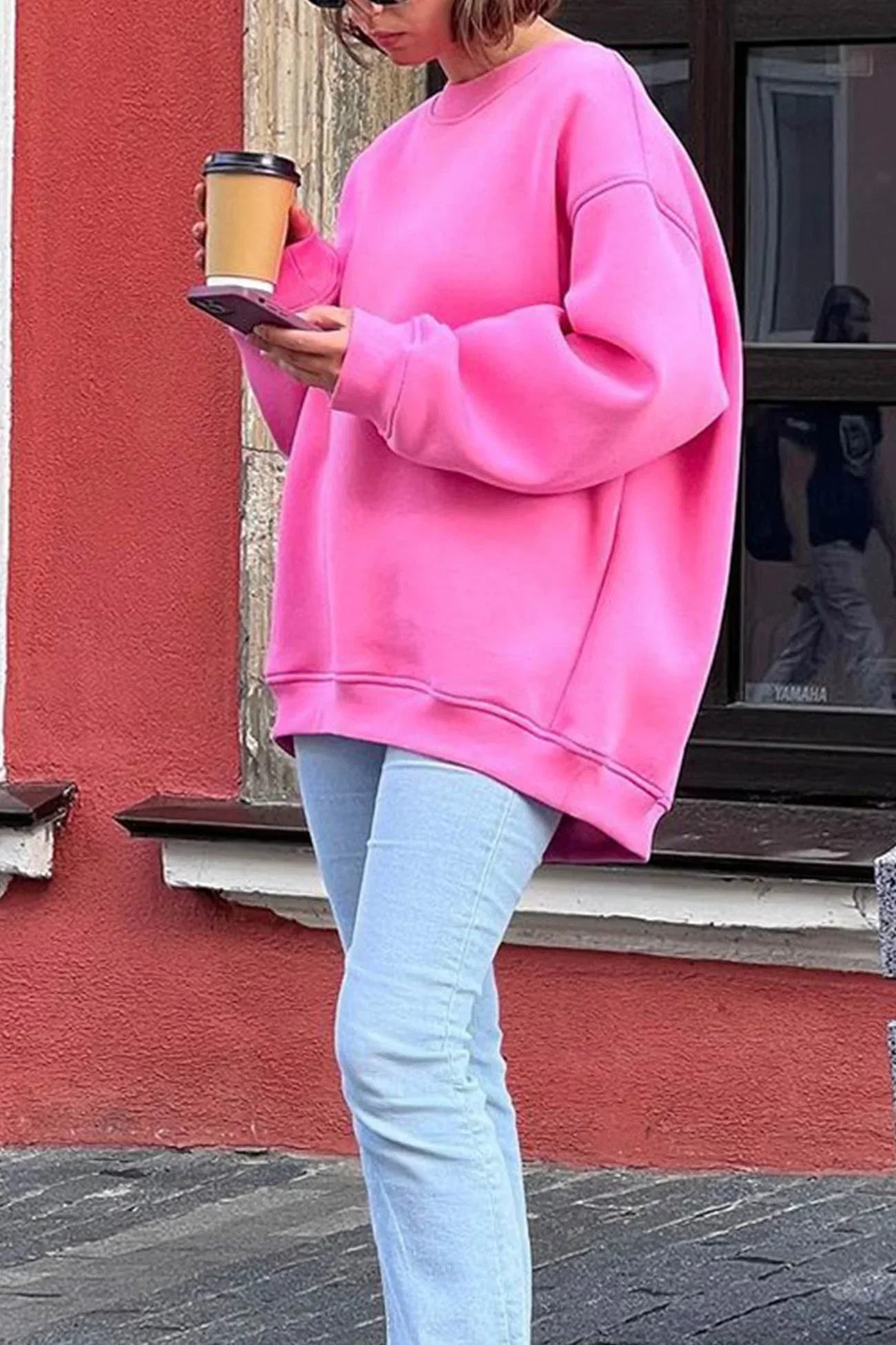 Comfortabele Oversized Dames Sweatshirt en Ronde Hals