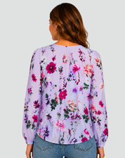 Bloemenblouse Met V Hals En Lange Mouwen Voor Dames