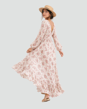 Romantic Boho Maxi Dress with Floral Print for Women
