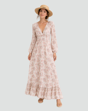 Romantic Boho Maxi Dress with Floral Print for Women