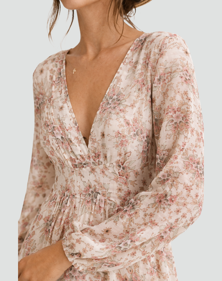 Romantic Boho Maxi Dress with Floral Print for Women