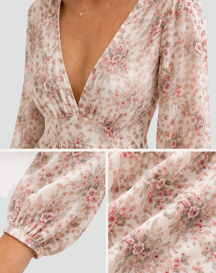 Romantic Boho Maxi Dress with Floral Print for Women