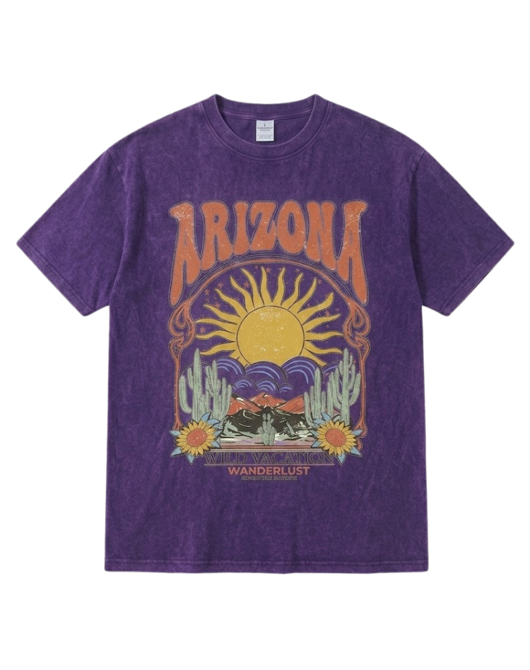 Vintage Arizona oversize T-shirt damski z nadrukiem i luźnym krojem