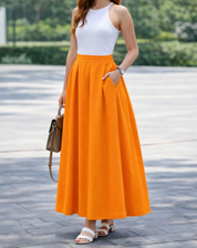 Tijdloze Maxi Rok Met Hoge Taille En Soepel Vallende Plooien