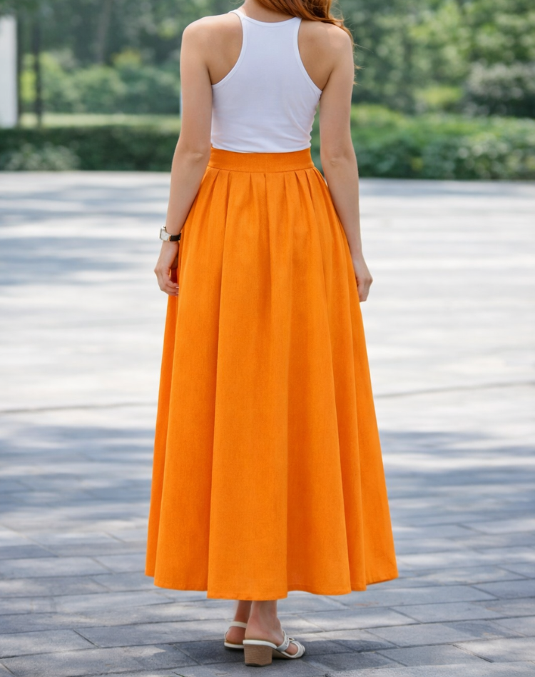 Tijdloze Maxi Rok Met Hoge Taille En Soepel Vallende Plooien