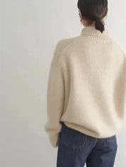 Pull col roulé tricoté chaud pour femme avec coupe oversize