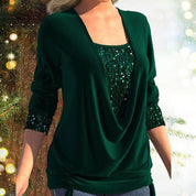 Top Dames | Glitter Pailletten & Flatterende Draped Look