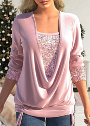 Top Dames | Glitter Pailletten & Flatterende Draped Look