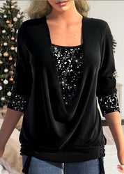 Top Dames | Glitter Pailletten & Flatterende Draped Look