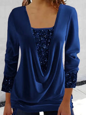 Top Dames | Glitter Pailletten & Flatterende Draped Look