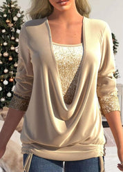 Top Dames | Glitter Pailletten & Flatterende Draped Look